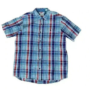Red Head Brand Co. Men’s Short Sleeve Button Down Shirt Plaid XL Blue Orange